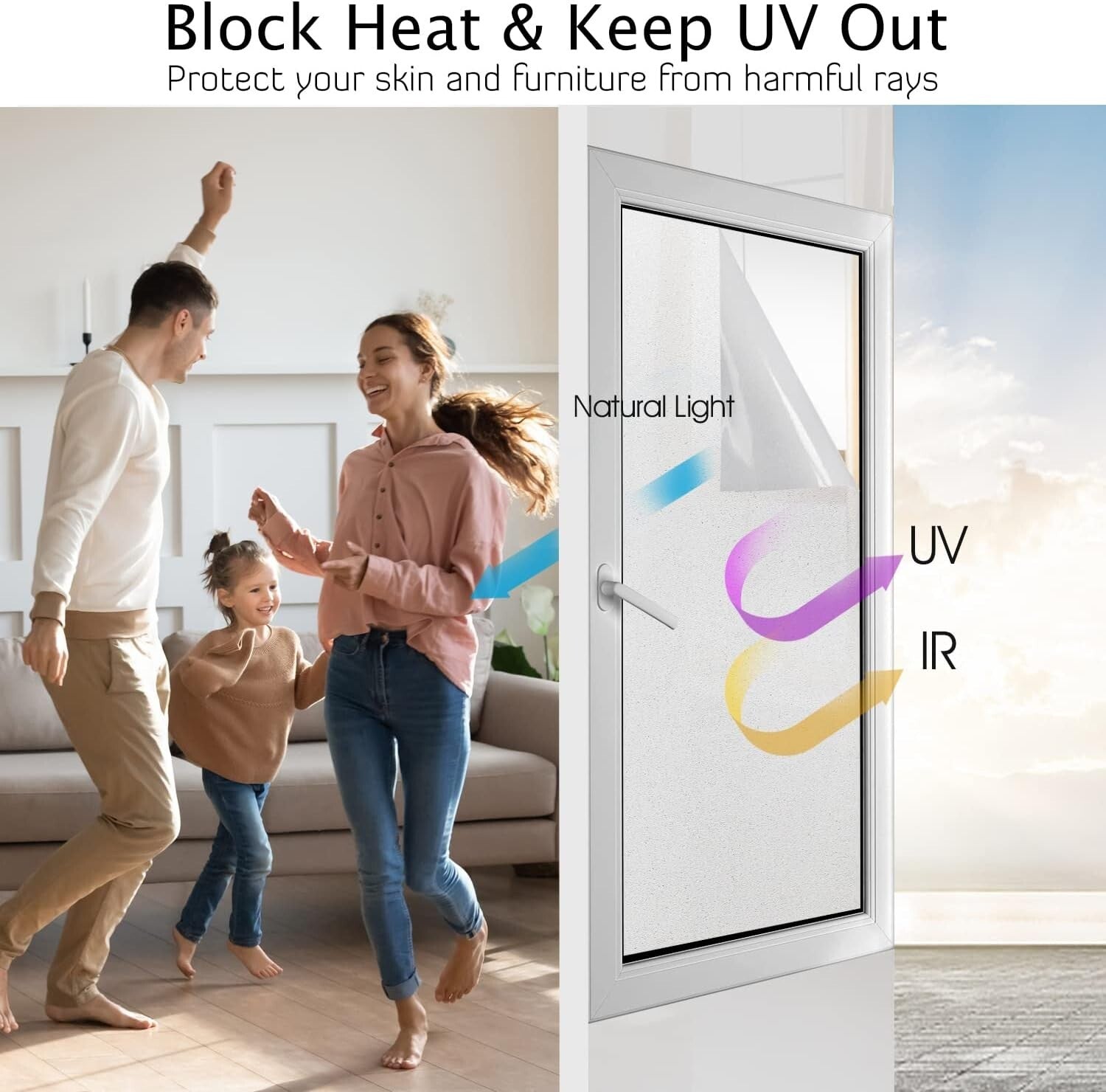 Eco-Friendly Frosted Window Film for Energy Saving - 45.2" x 6.5" UV Blocking