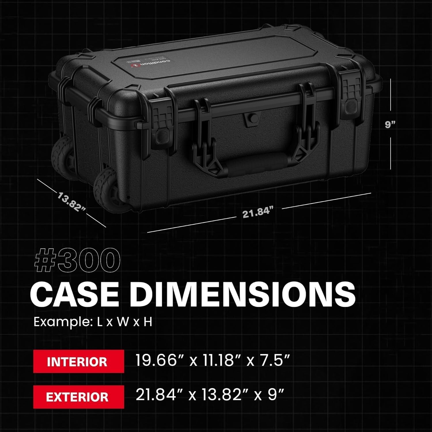 22" Rolling Lockable Hard Storage Case - Waterproof Protective Box for Gear