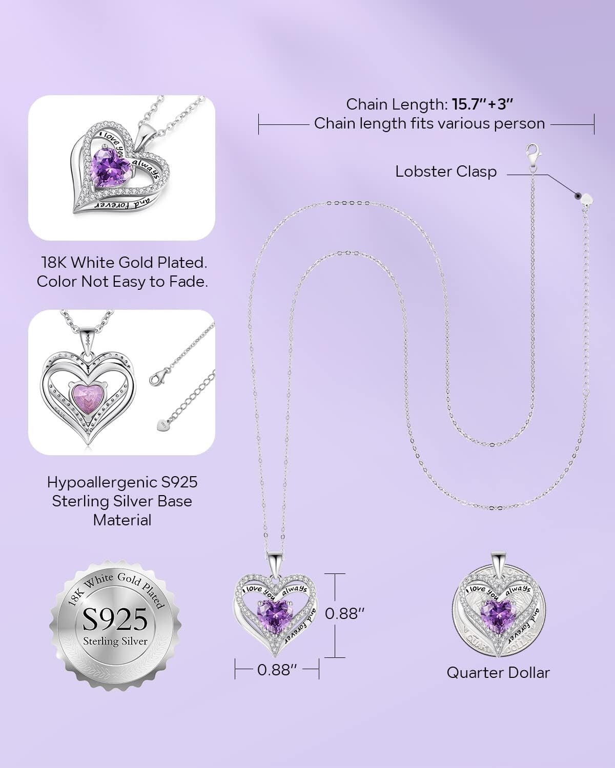 Customizable Birthstone Necklace in S925 Silver - Distinctive Gifts for Women