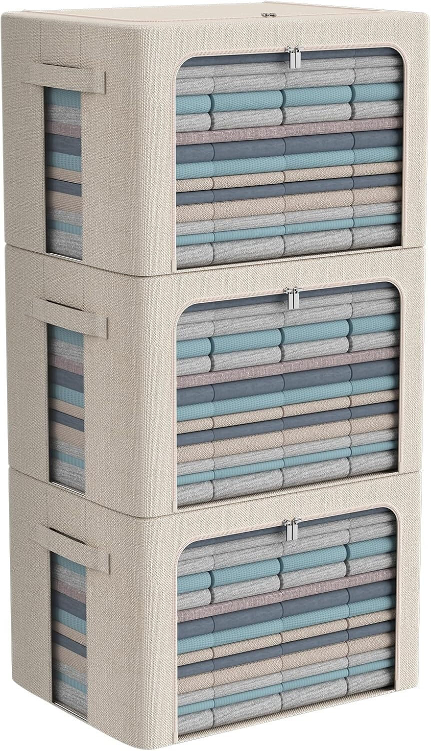 Elegant Linen Storage Bins - 3-Pack Foldable Organizers with 66L Capacity