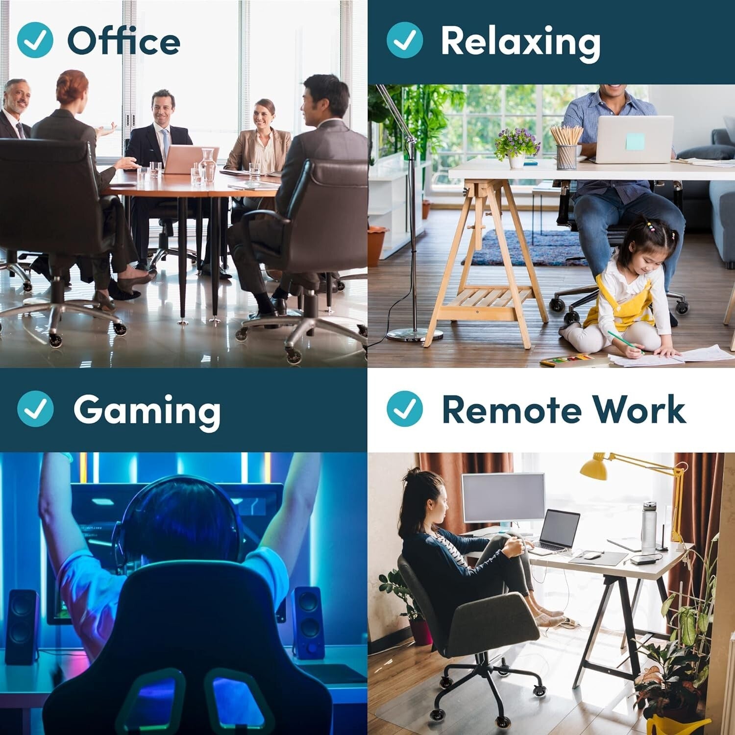 Heavy-Duty Office Chair Wheels - Set of 5 for Hardwood & Carpet Floors