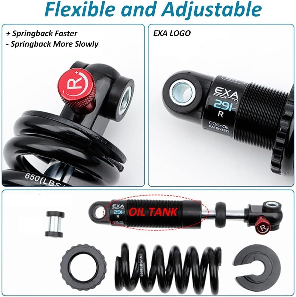 Adjustable Hydraulic Rear Shock Absorber for MTB/E-Bike/Scooter - 125MM to 190MM
