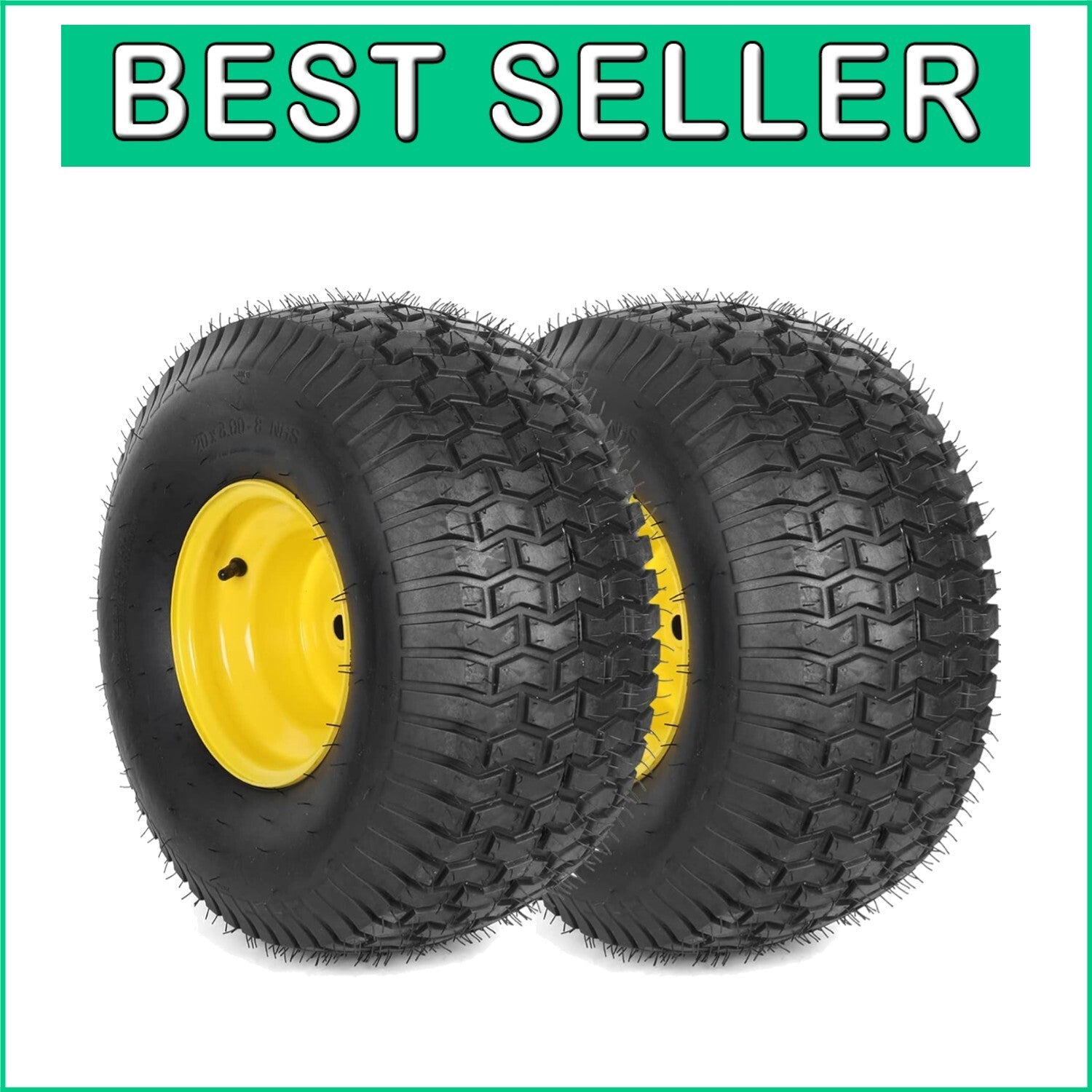 2-Pack 20x8 Tubeless Tire & Wheel Assemblies for John Deere Riding Mowers