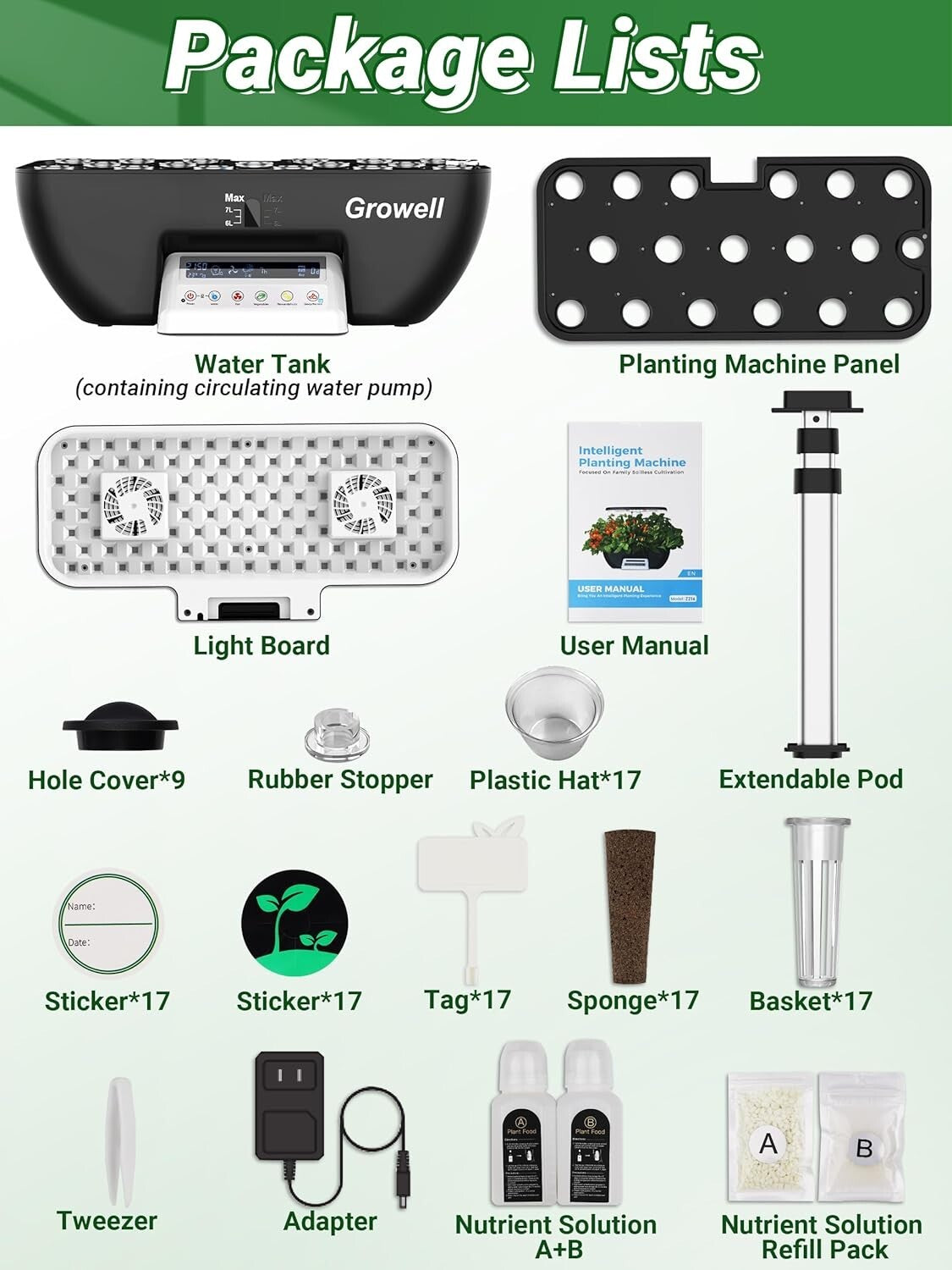 Modern Hydroponic Garden Kit with 28W LED Lights, 10L Tank & Child Lock Feature