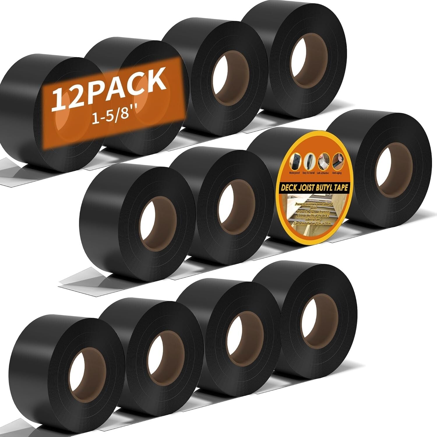 12 Pack Waterproof Deck Joist Tape 1-5/8'' x 50' - Ultimate Protection for Decks