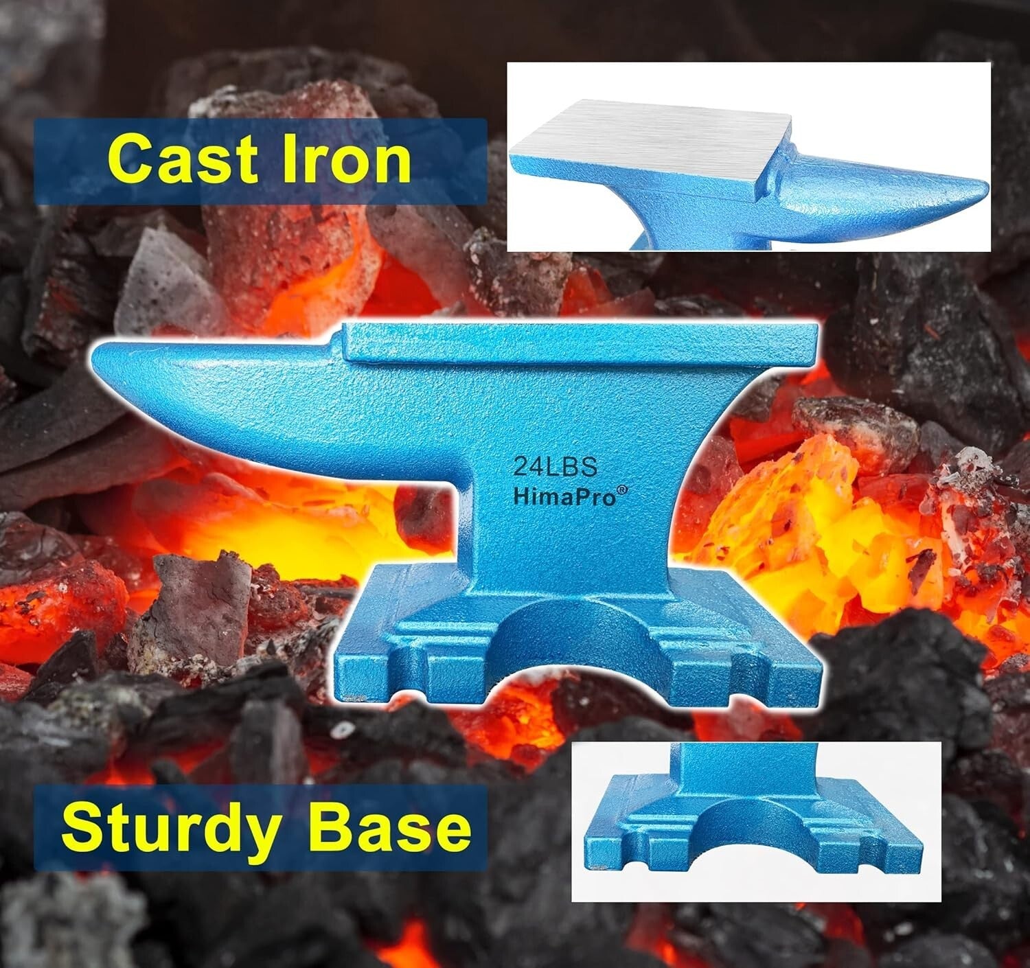 Heavy-Duty 24 lbs Cast Iron Anvil - Ideal for Blacksmithing & Jewelry Making