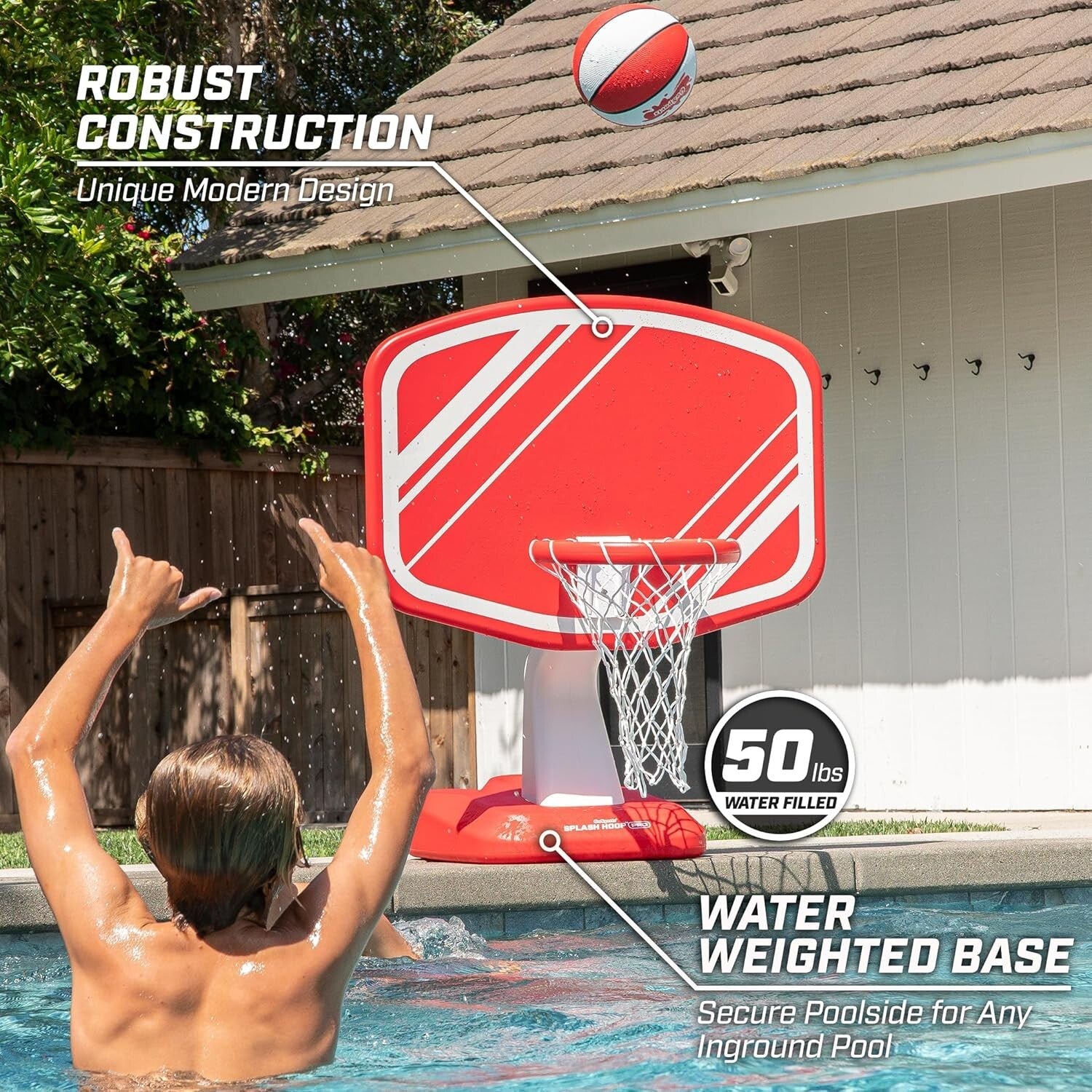 All-in-One Splash Hoop PRO: Pool Basketball Setup with Balls & Pump Included