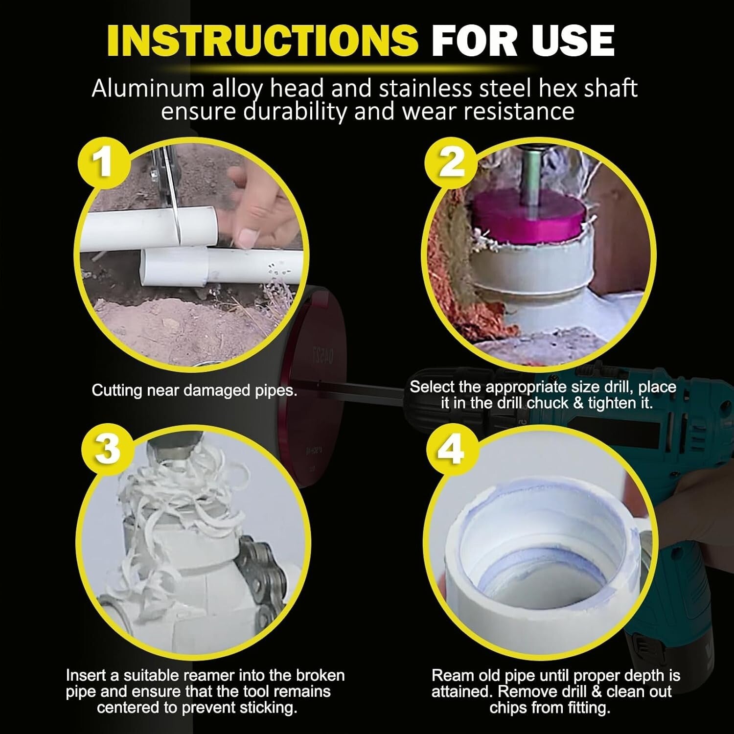 Durable Aluminum Alloy 7-Piece Pipe Reamer Kit for Leak-Free Plumbing Repairs