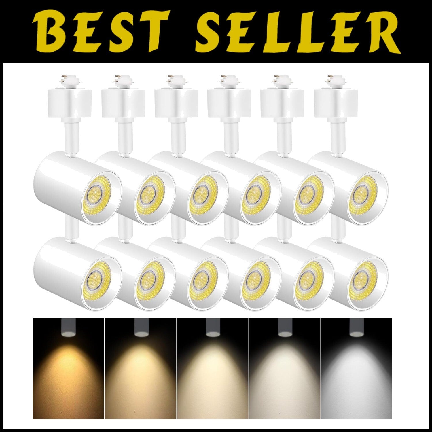 Adjustable 12-Pack LED Track Lighting Heads, Flicker-Free with 5 Color Options