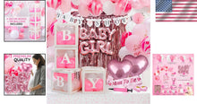Load image into Gallery viewer, Stylish Jumbo Pink Baby Shower Décor - 165 Pieces Including Banners and Balloons