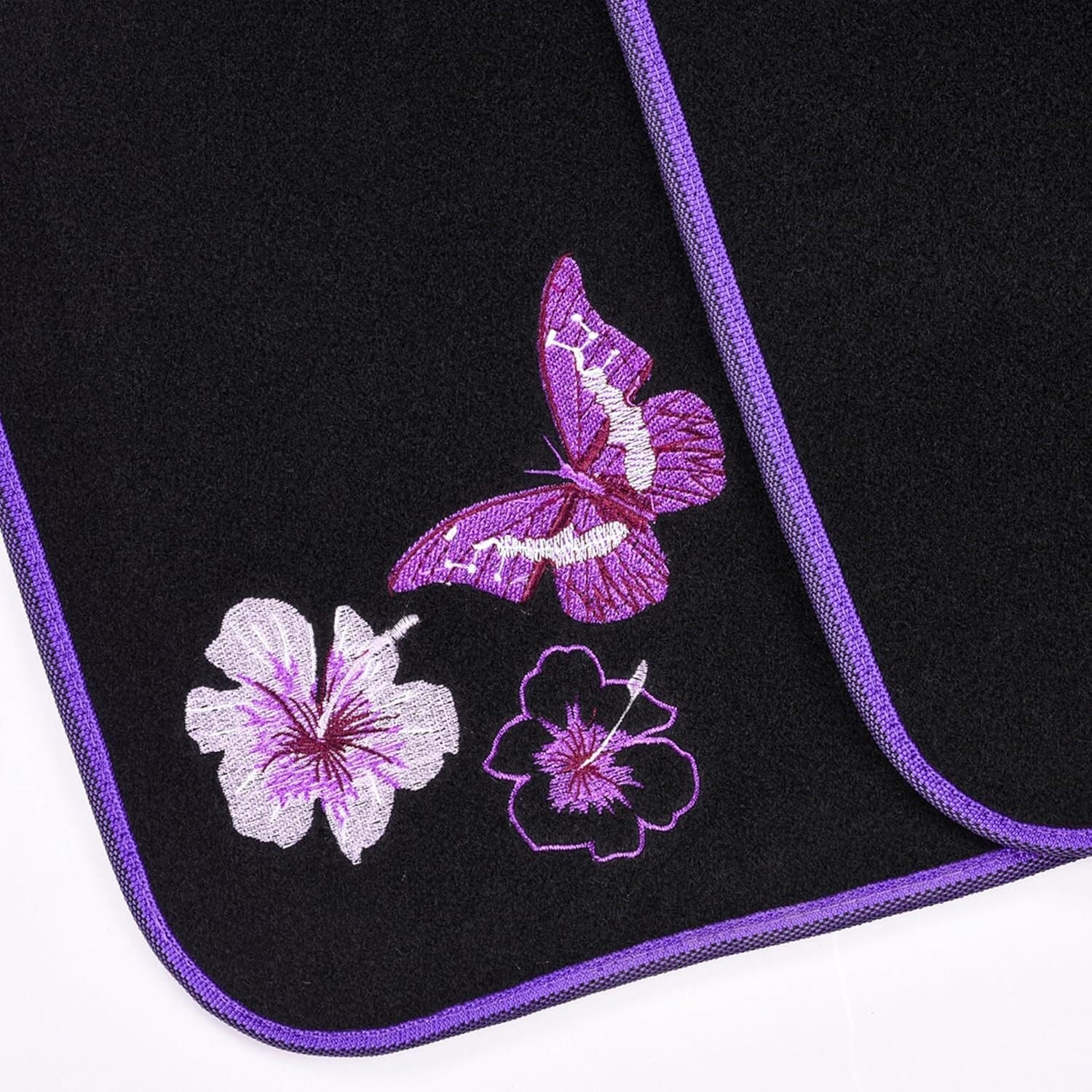 Elegant Purple Car Mats and Butterfly Steering Wheel Set - Easy Installation