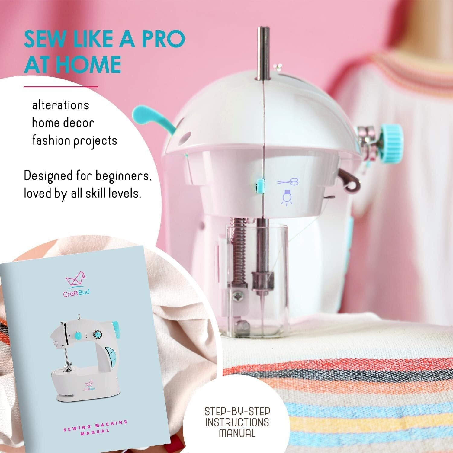 All-in-One Portable Sewing Machine for Beginners – Includes Patterns & Tools