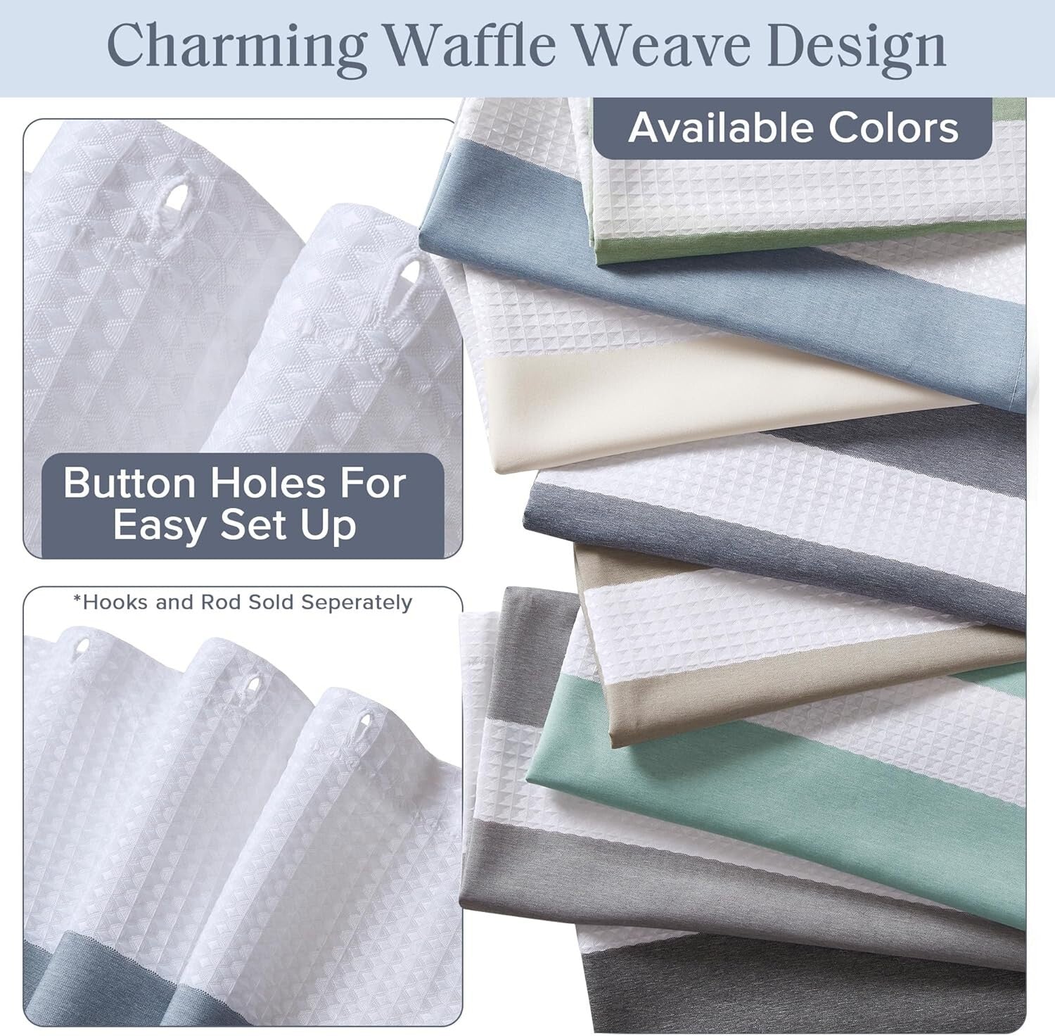 Spa-Quality Indigo Waffle Weave Shower Curtain - 72x84 Modern Bathroom Elegance