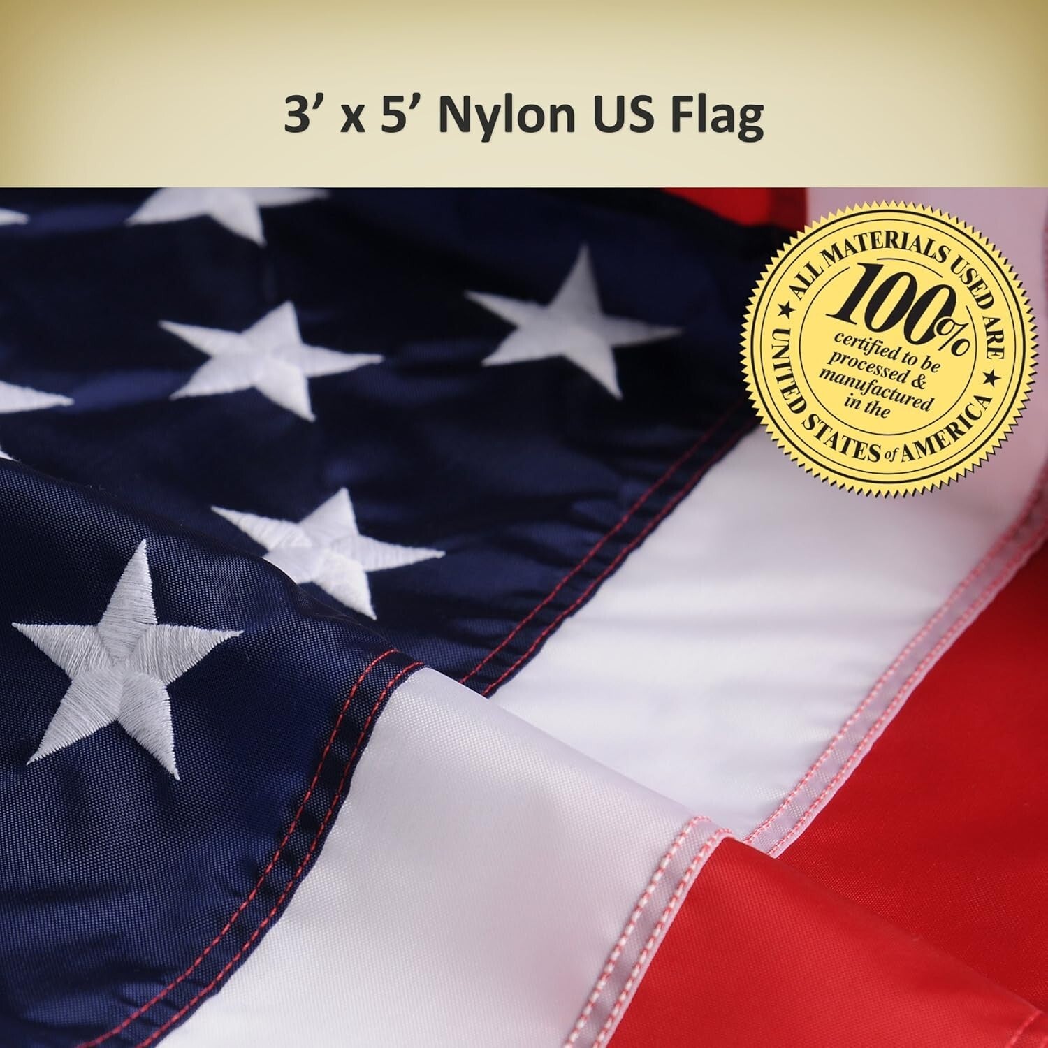 Durable 3x5 NYLON American Flag with Tangle-Free 5' Flag Pole - All Occasion Kit