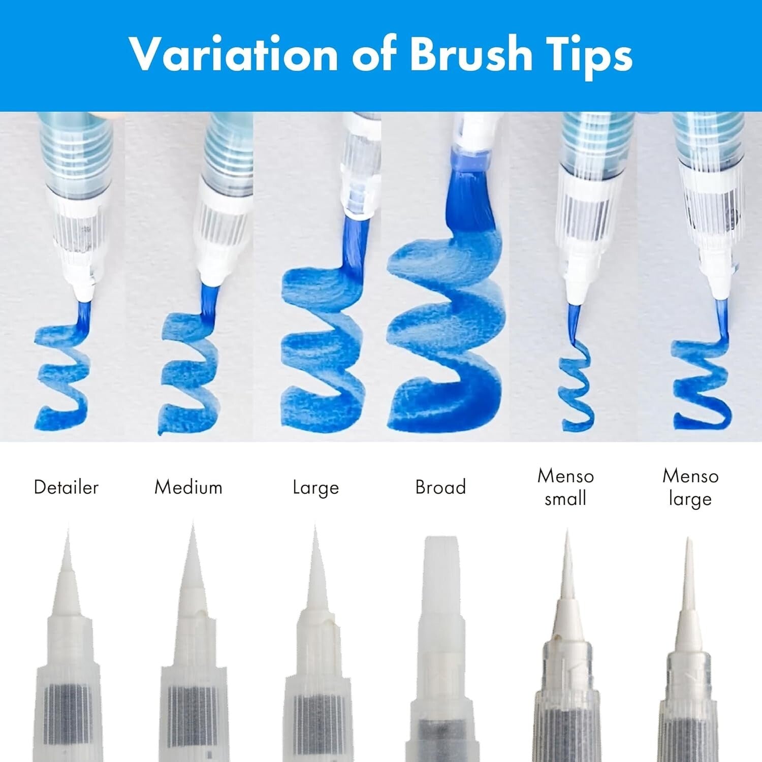 Eco-Friendly Zig Water Brush Pen Set - 6 Flexible Nylon Tips for Watercolor