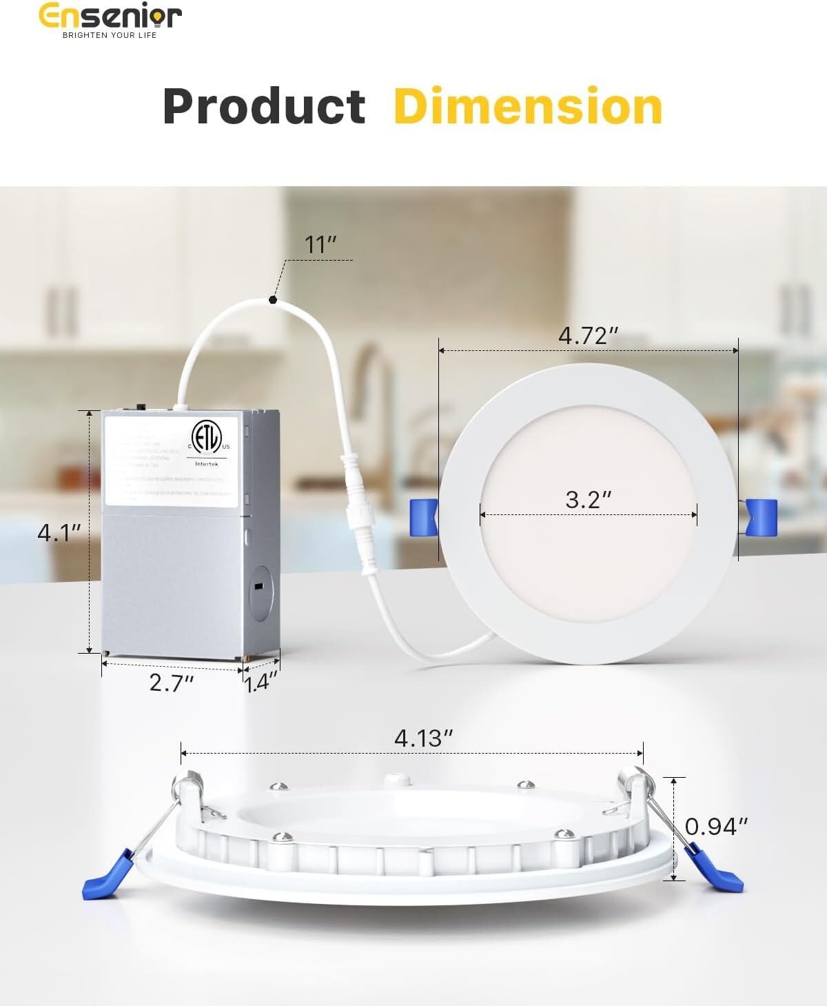 750 Lumens Adjustable Color Dimmable 4 Inch LED Recessed Ceiling Lights Pack