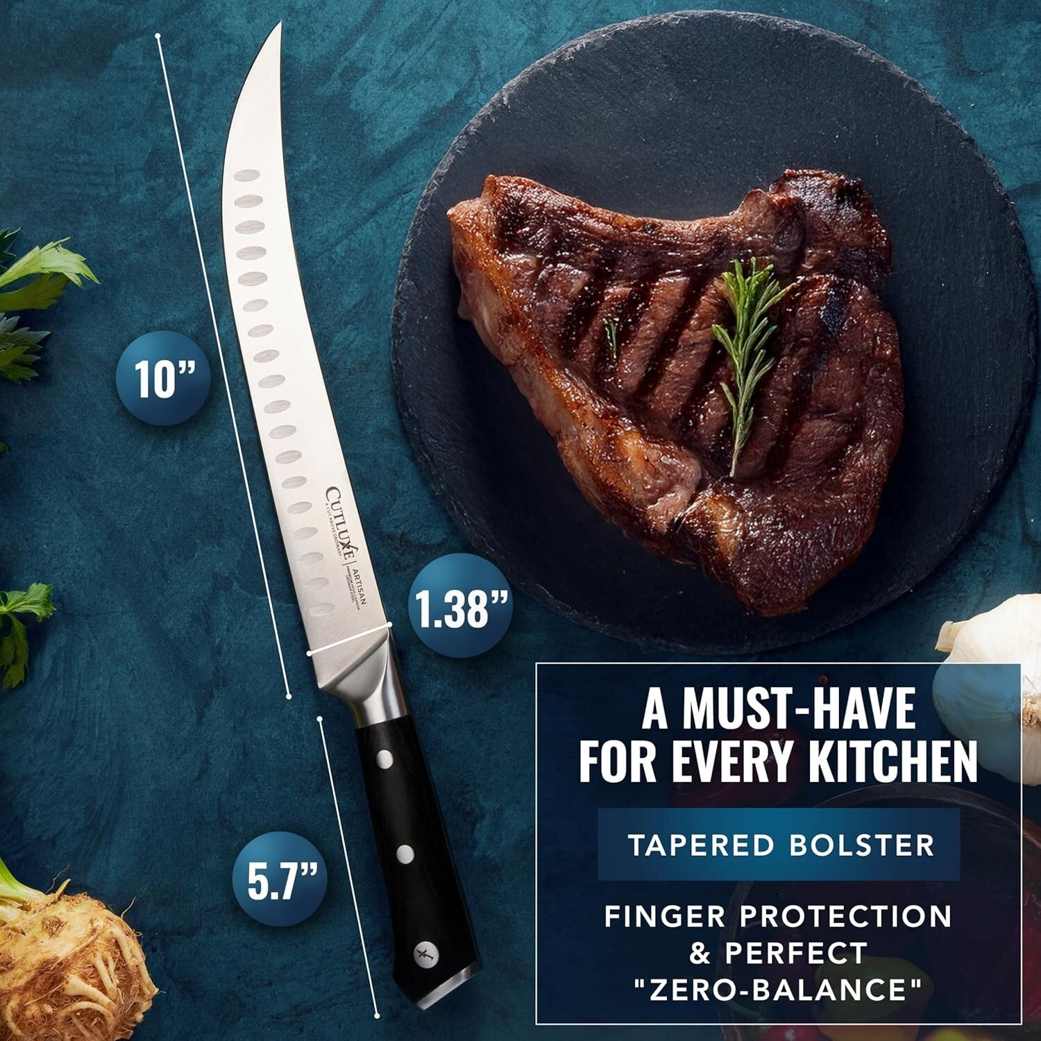 Artisan 10" Cimeter Butcher Knife - Razor Sharp High Carbon Steel Precision