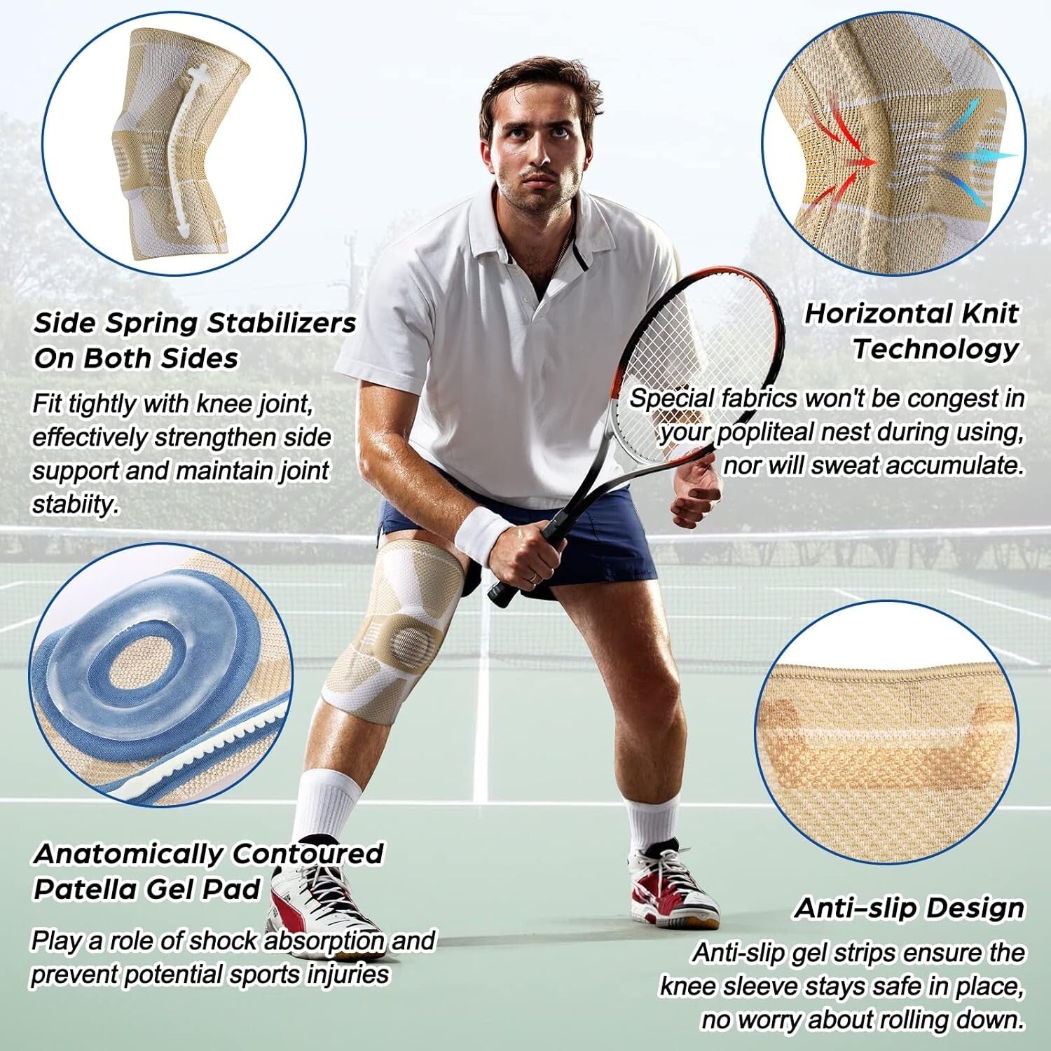 Lightweight Knee Support with Stabilizers - Ideal for Arthritis & ACL Recovery