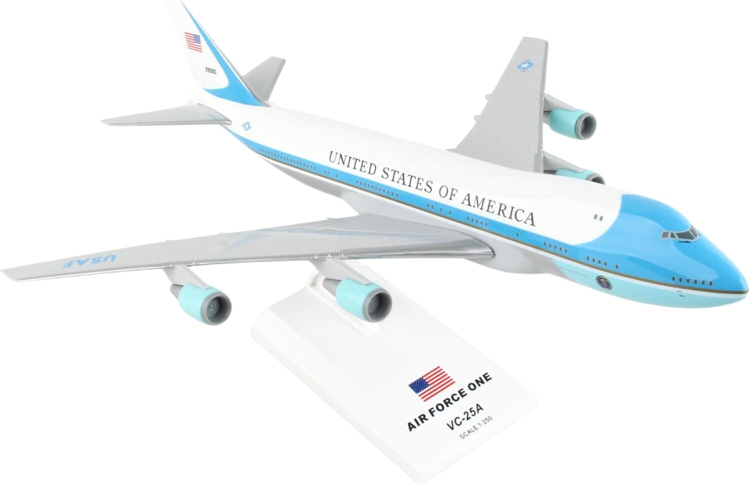 Collectible Boeing 747-200 Air Force One Model with Display Stand - 1:250 Scale