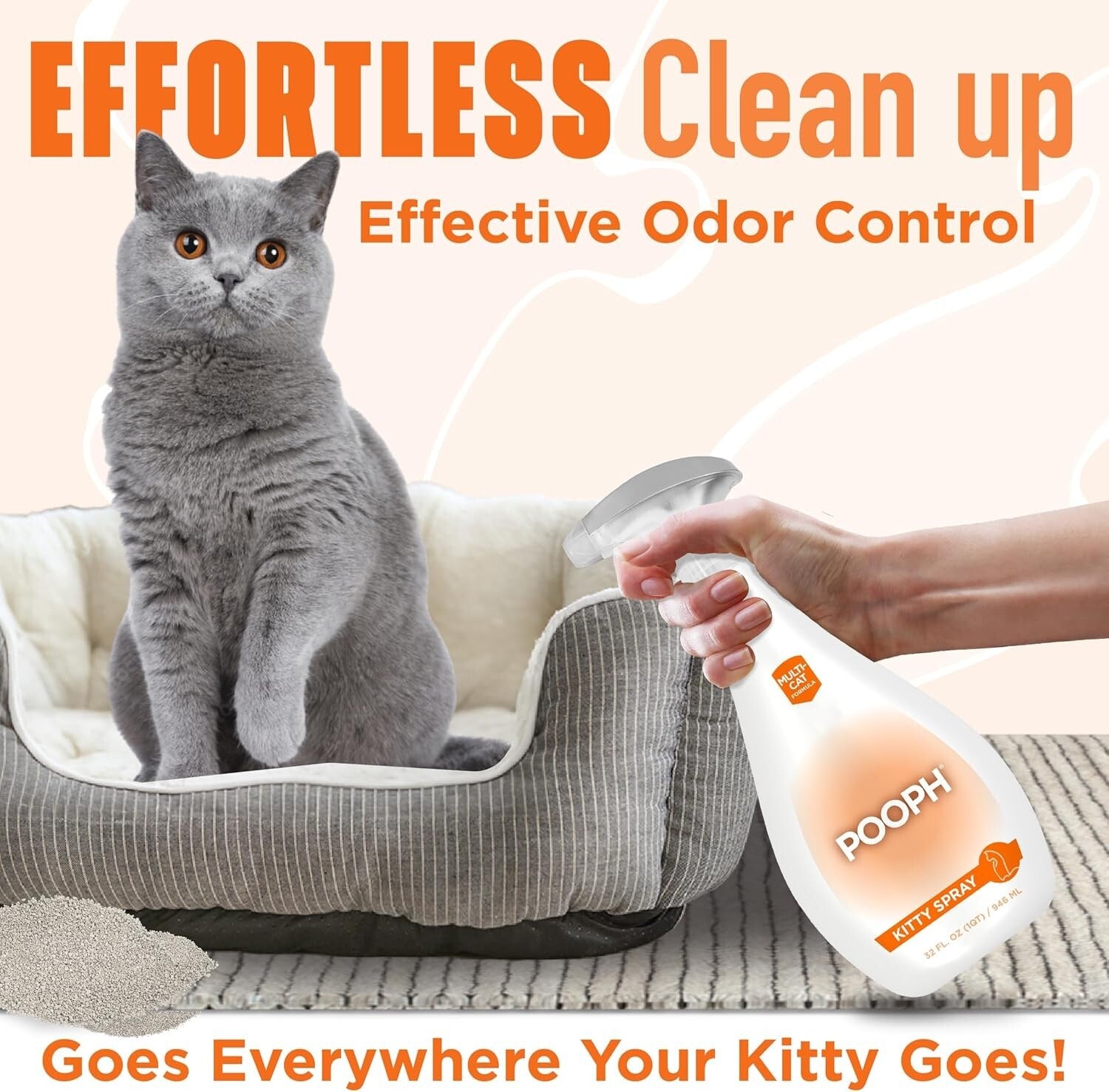 Powerful 32oz Kitty Odor Eliminator Spray - Effortless Freshness for Cat Owners