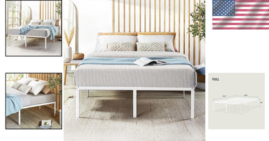 Easy Assembly 18-Inch Heavy-Duty Metal Bed Frame - Full Size with Foam Padding