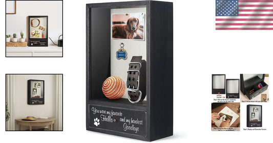 Antique Wood Shadow Box Frame for Pet Memorial - Customizable Keepsake Storage