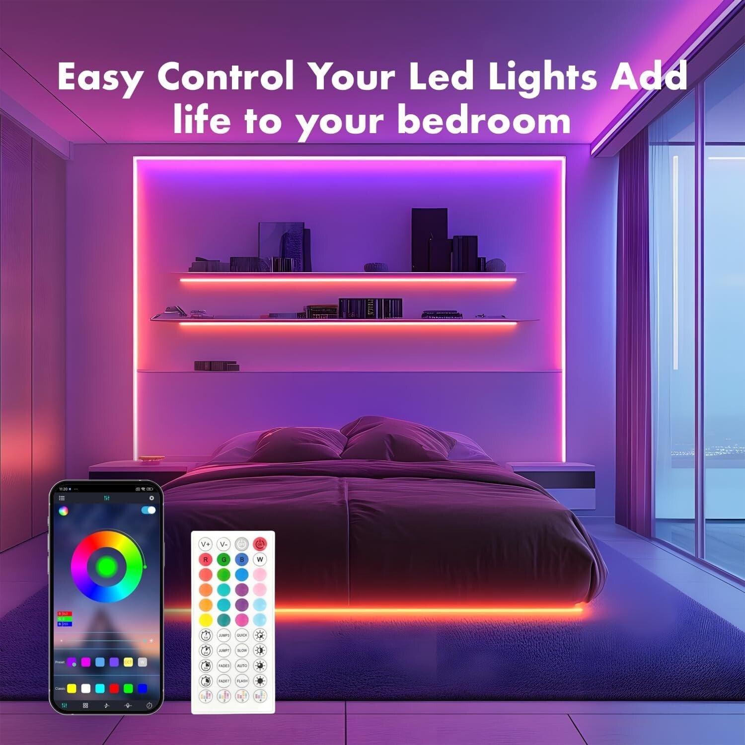 Cuttable Neon Rope Lights 100FT - App & Remote Control with 16 Million Colors