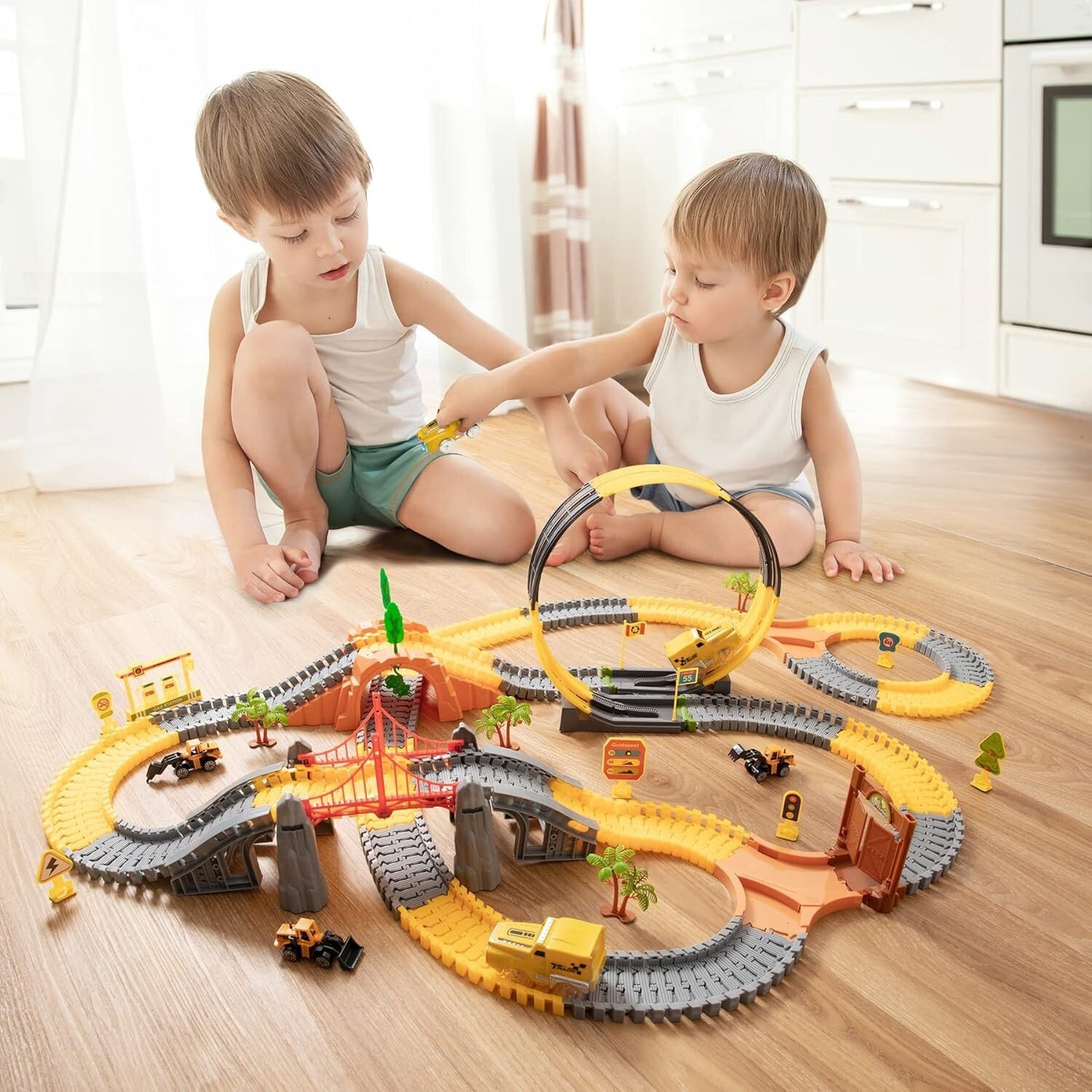 Kids Race Track Set with Electric Cars - 342 Pieces for Fun & Learning Ages 3-7