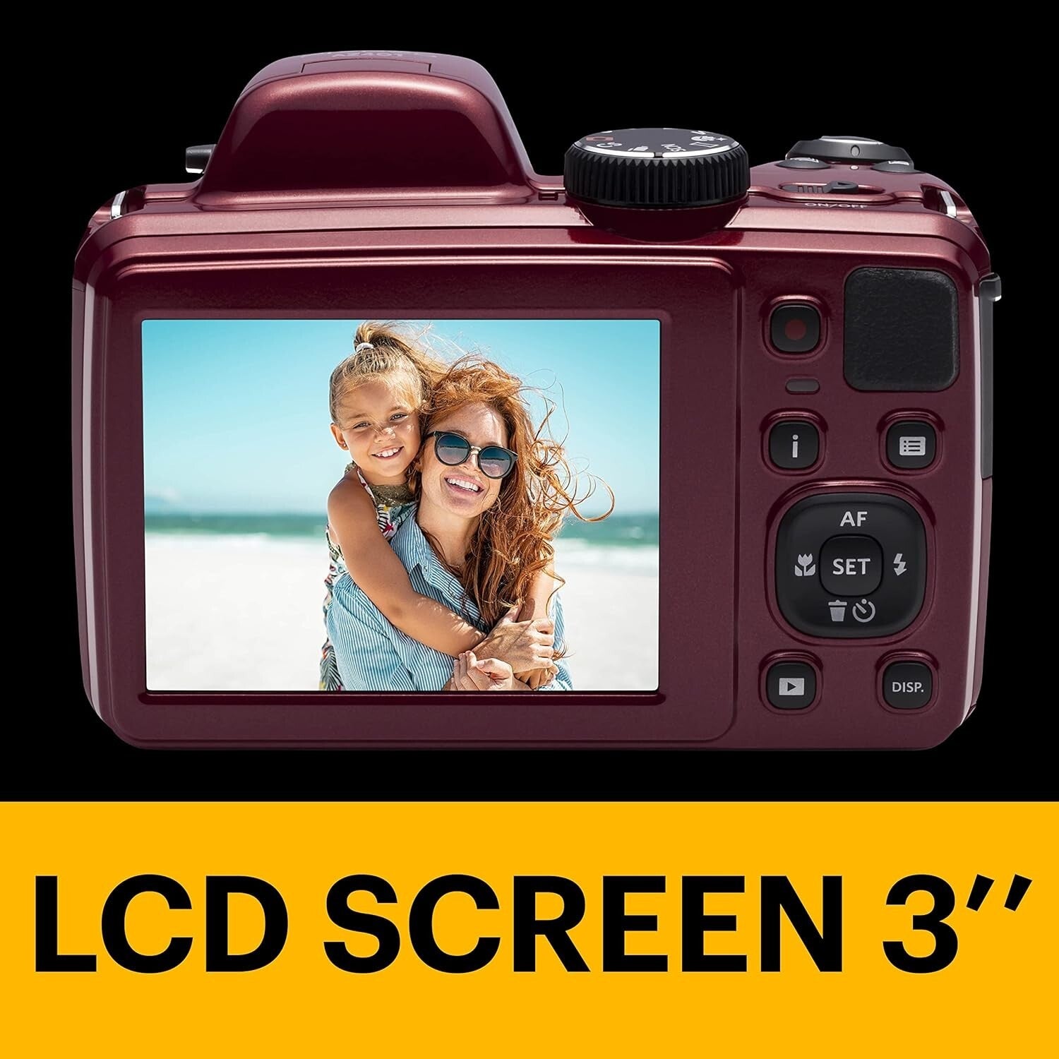 Easy-to-Use 16MP Red Digital Camera with 3" LCD and Optical Image Stabilization