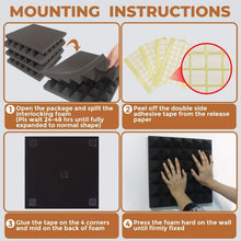 Load image into Gallery viewer, Modern 12x12 Acoustic Foam Panels - Easy Install Soundproofing for Home Studios