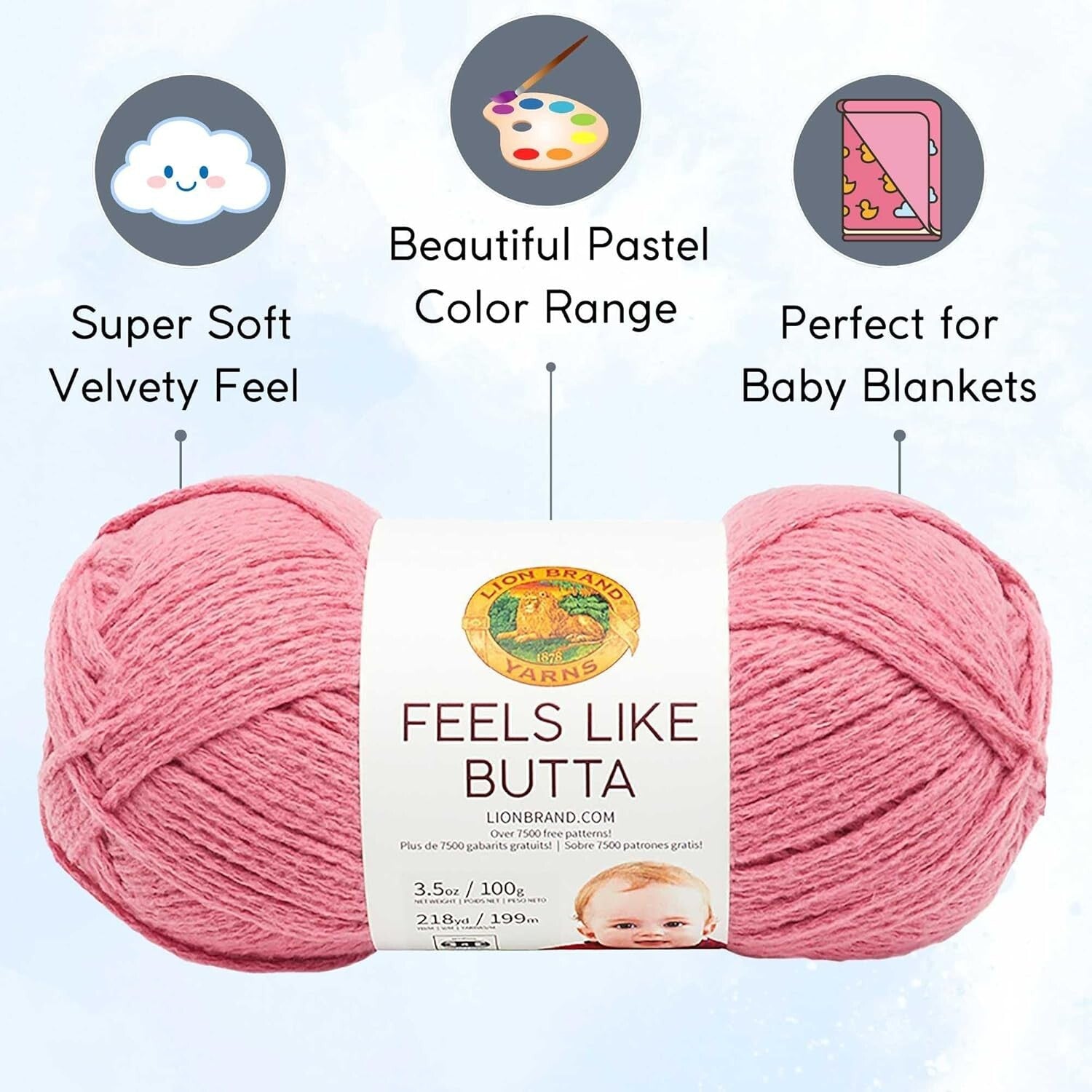 6 Skeins Ultra-Soft Dusty Pink Yarn - Easy Crafting with Project Drawstring Bag