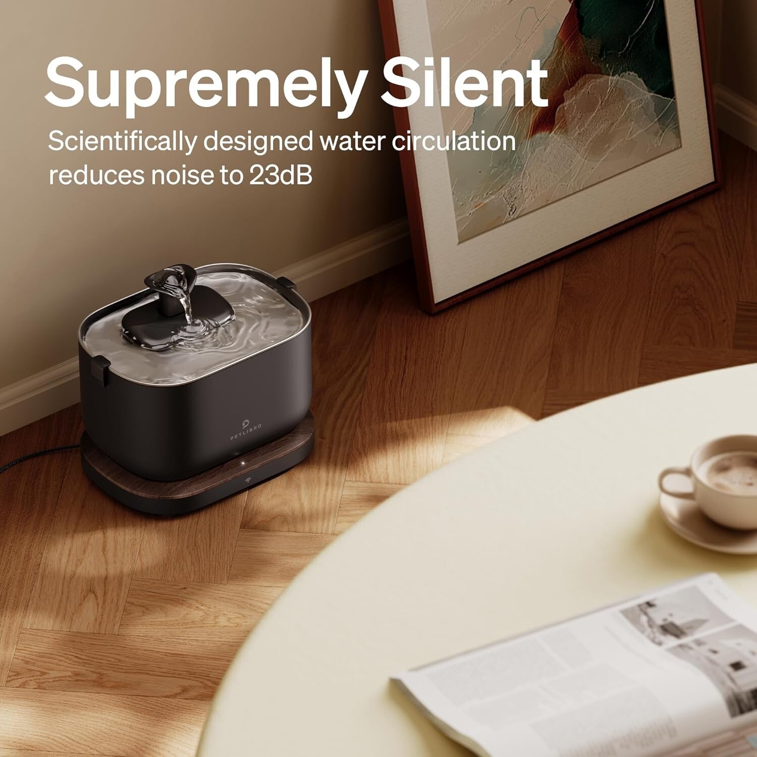 App-Enabled Pet Water Fountain - 2.5L Stainless Steel with Health Monitoring
