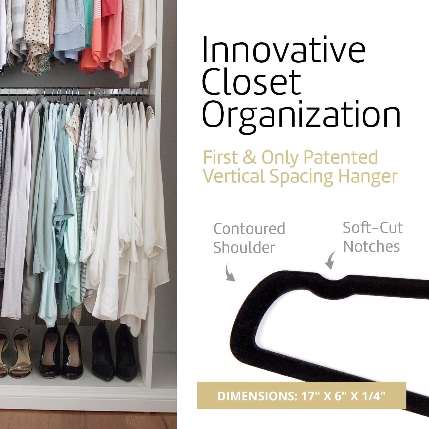 Elegant Black Velvet Hangers - Slim Design for Maximizing Closet Space, 40-Pack