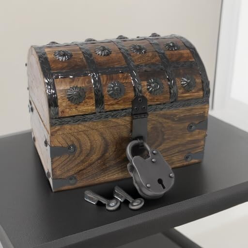 Decorative Pirate Chest with Skeleton Key - Ideal for Imaginative Play & Storage