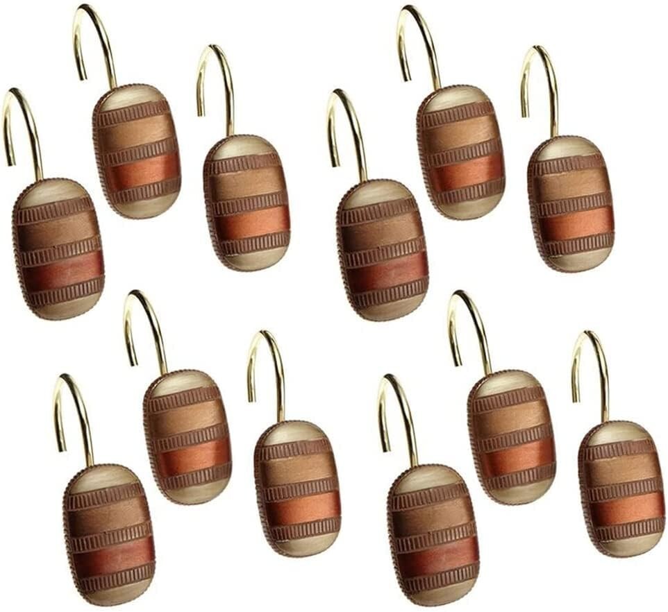 Durable 13-Piece Bathroom Shower Curtain Set with Elegant Striped Pattern