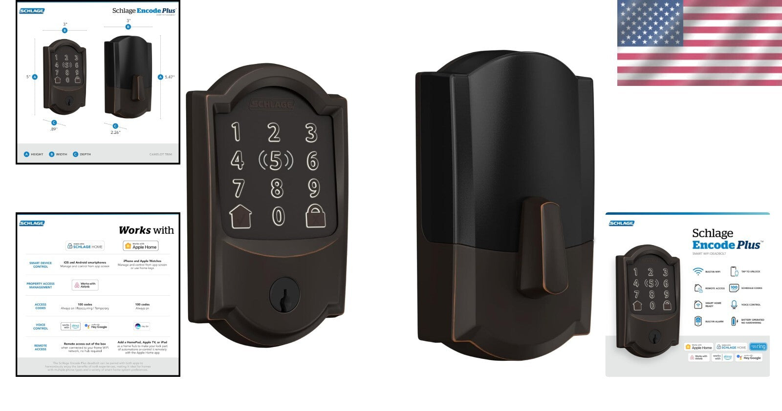 Encode Plus WiFi Smart Lock - Keyless Deadbolt with Touchscreen and Camelot Trim