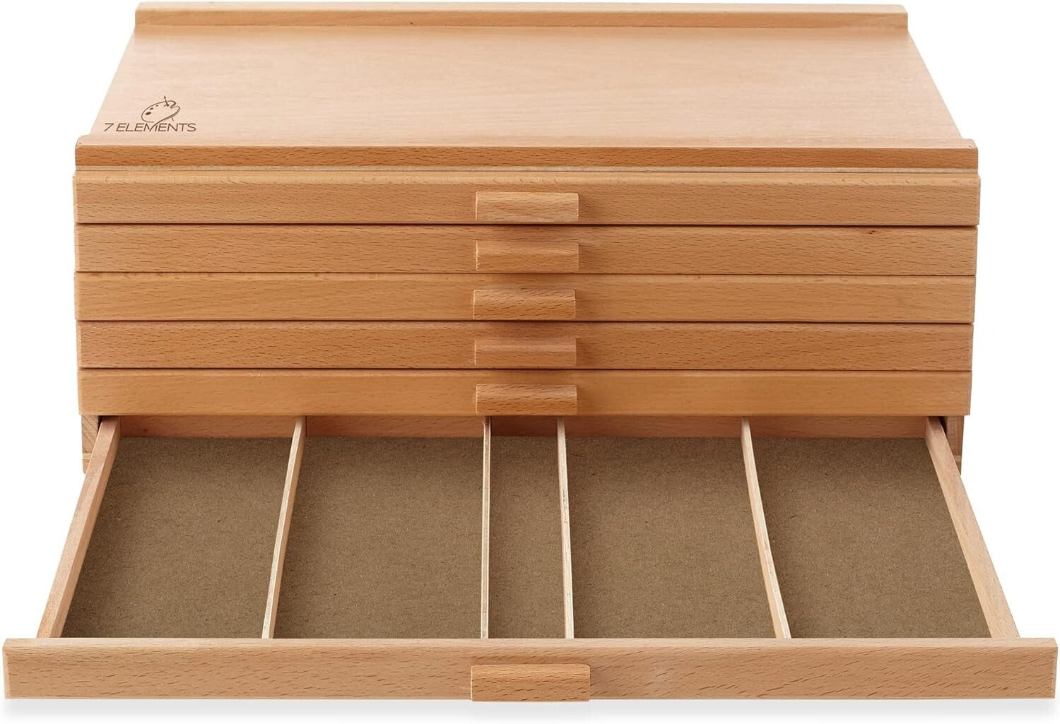 Elegant 6-Drawer Beech Wood Artist Supply Box - Perfect for Pencils & Brushes