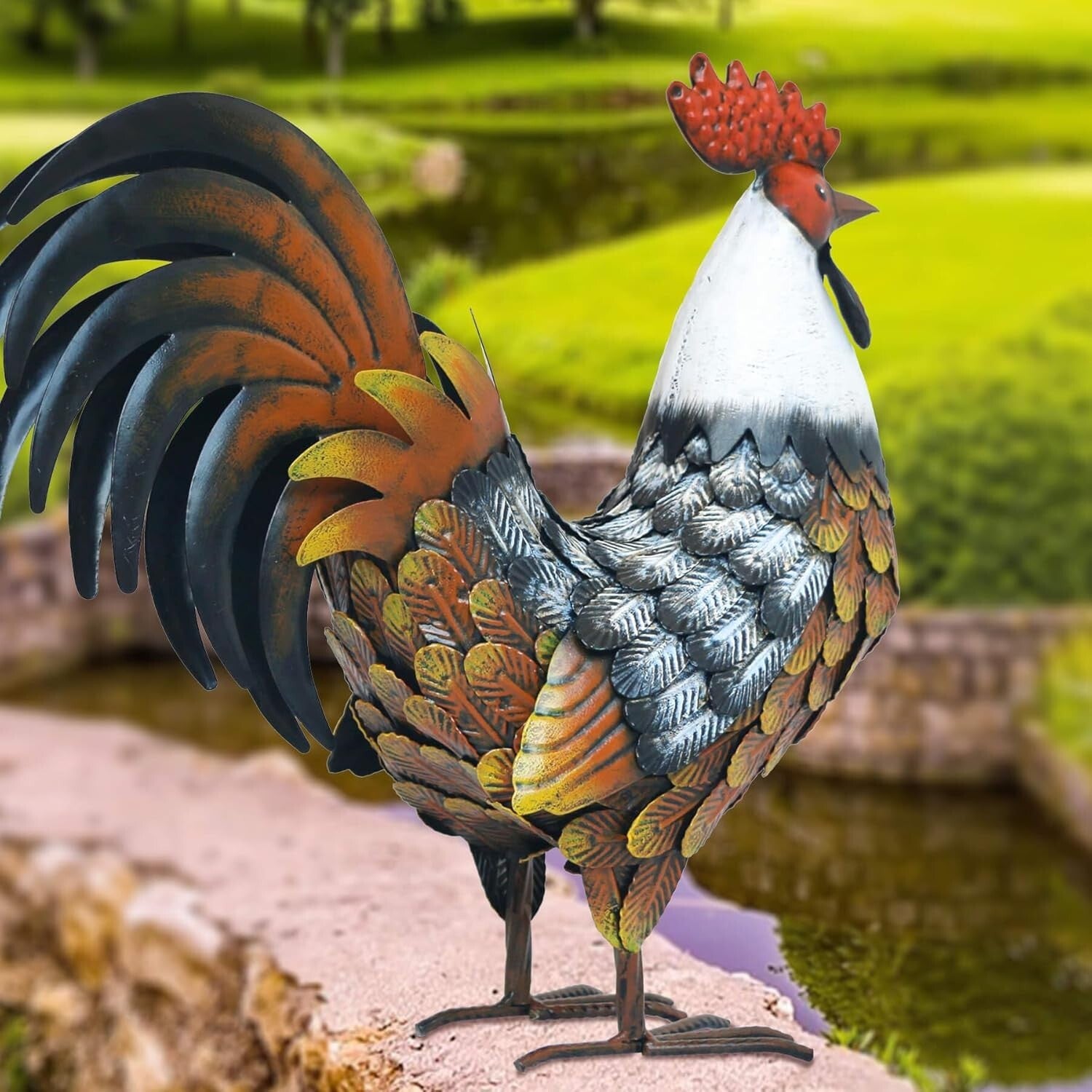 Elegant Waterproof Metal Chicken for Garden Decoration - Handmade Gift Idea