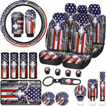 Load image into Gallery viewer, Universal Fit American Flag Camo Seat Covers with Steering Wheel and Accessories