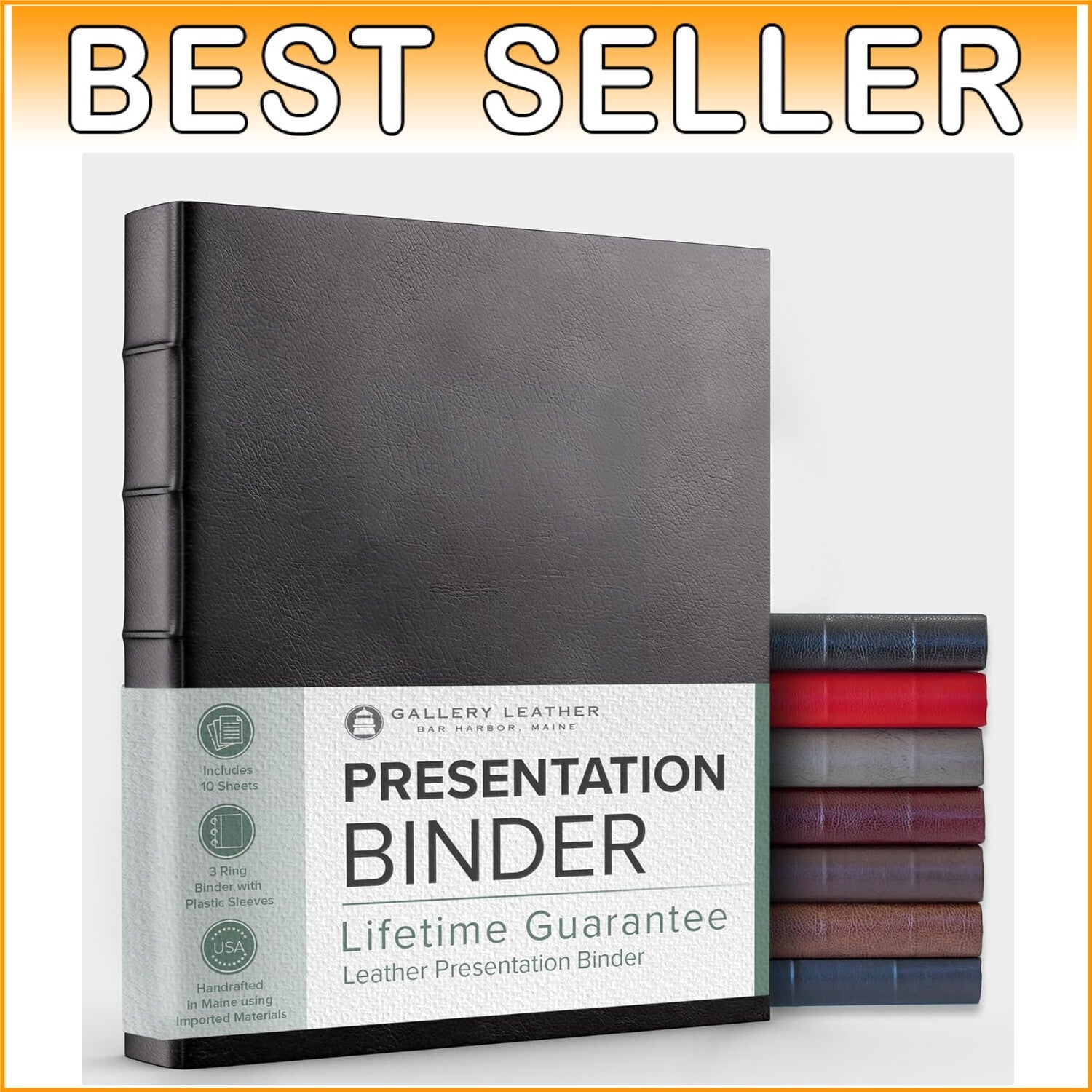 Elegant 3-Ring Binder with Plastic Sleeves - 10 Sheets, 1.25'' - Freeport Black