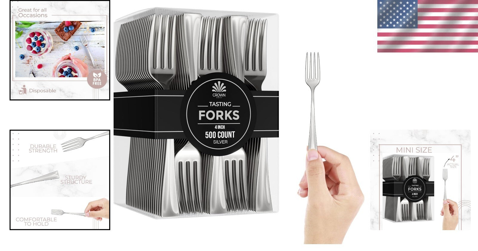 Bulk Pack of 500 Mini Disposable Silver Forks - Elegant 4-inch Dessert Utensils
