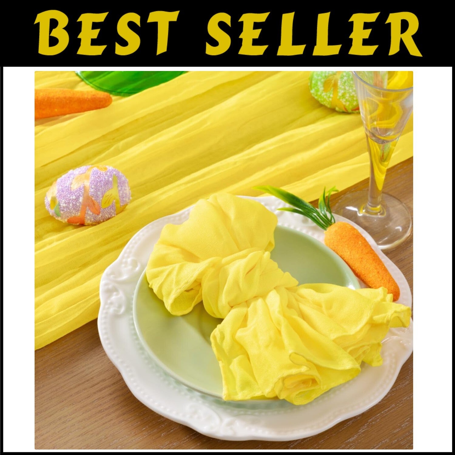 Premium 50-Piece Lemon Yellow Cheesecloth Napkin Set - 21'' for Any Celebration