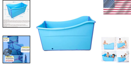 Blue Foldable Shower Tub for Toddlers & Petite Adults - Easy Storage Solutions