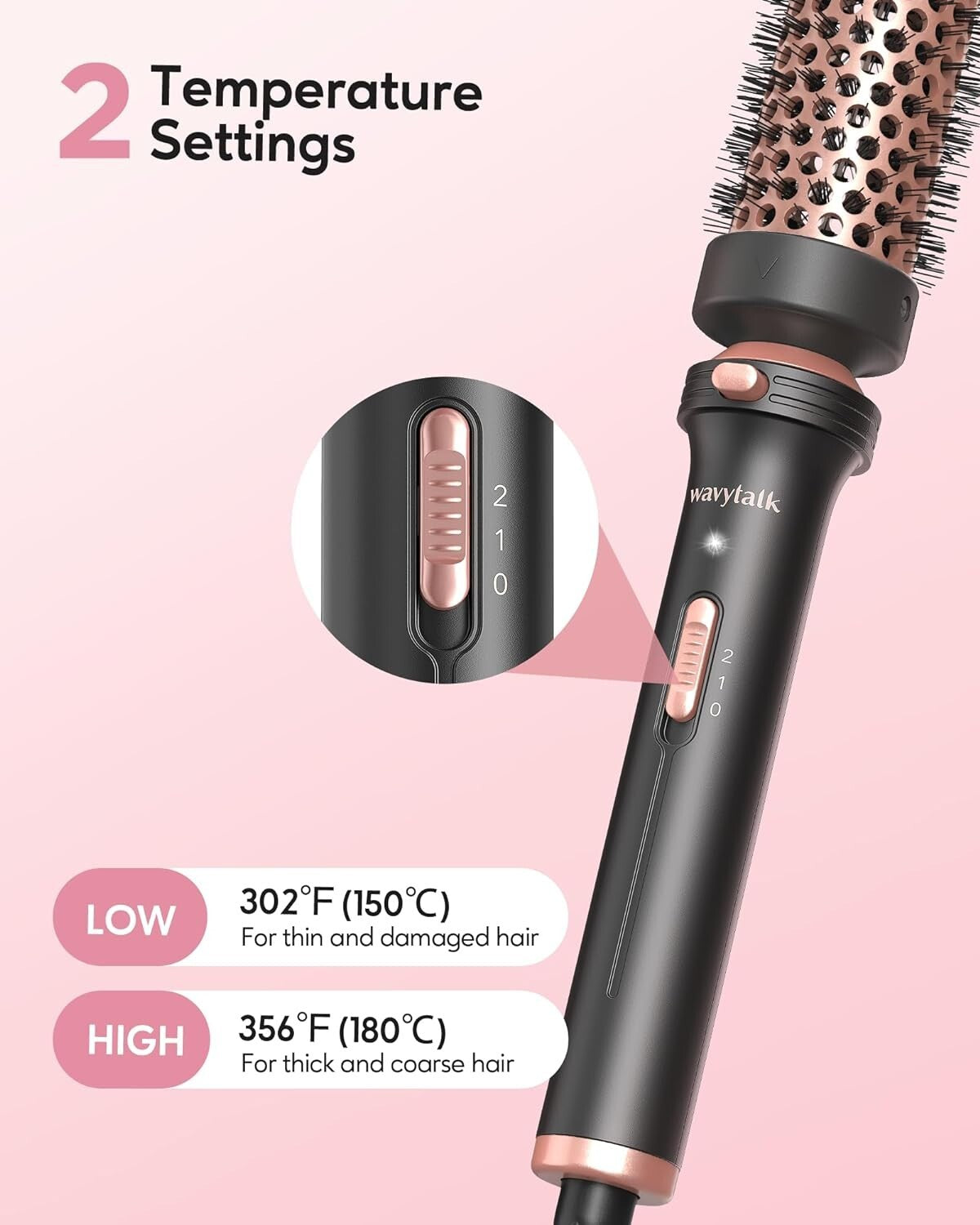 1.5-Inch Heated Round Brush with Detachable Head - Dual Voltage Travel Essential