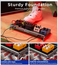 Load image into Gallery viewer, Compact Aluminum Guitar Pedal Board with Built-in Power Supply and Carry Bag