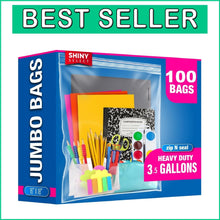 Load image into Gallery viewer, Jumbo 3.5 Gallon Clear Storage Bags - 100 Count for Travel &amp; Home Organization