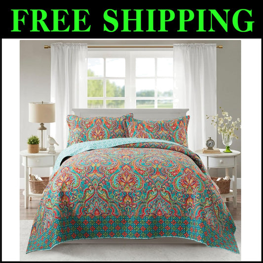 Luxurious Cotton Quilt Set with Gorgeous Floral Pattern - California King Size