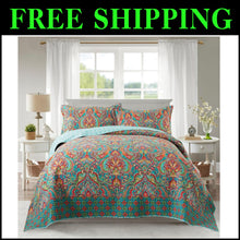 Load image into Gallery viewer, Luxurious Cotton Quilt Set with Gorgeous Floral Pattern - California King Size