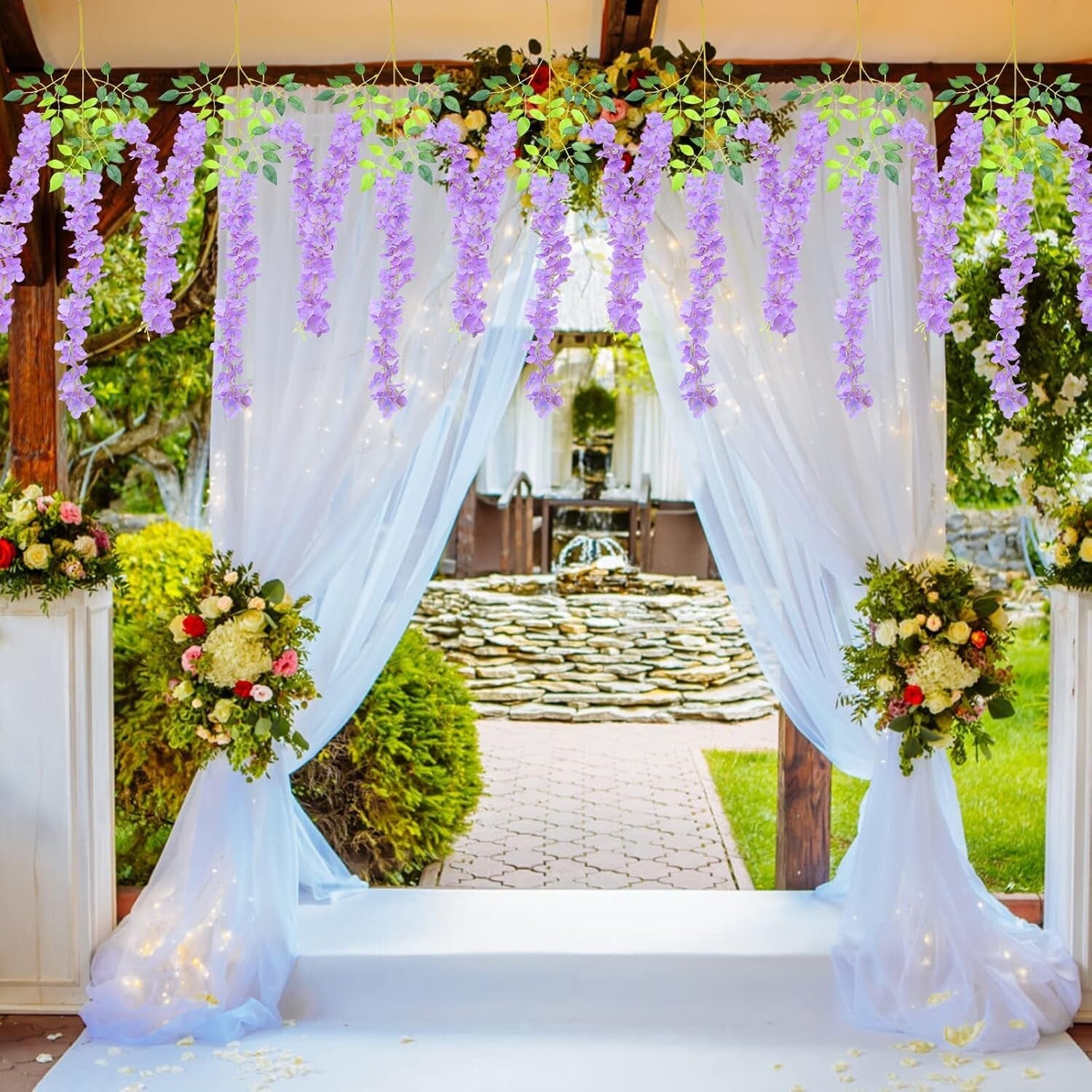 Vibrant Purple Wisteria Hanging Flower Vines – Perfect for Weddings & Parties
