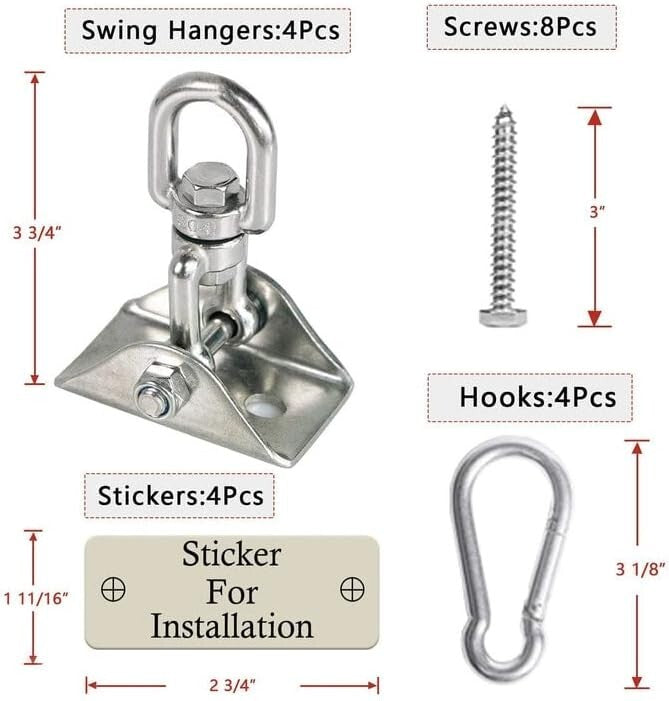 Durable Anti-Rust Heavy Duty Swing Hangers - 2000 LB Capacity - Easy Install